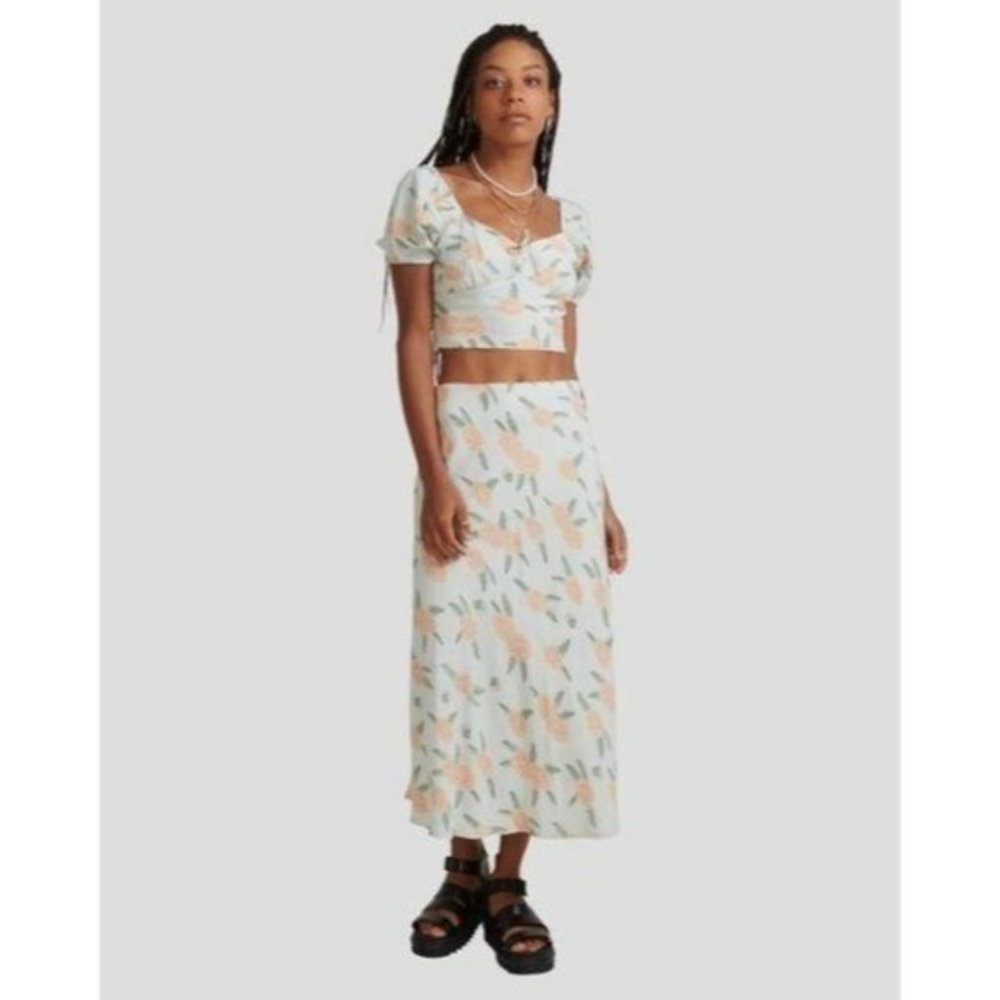 RVCA Luke Pelletier Collab BNWT Floral Annika Midi Skirt Womens Size Medium